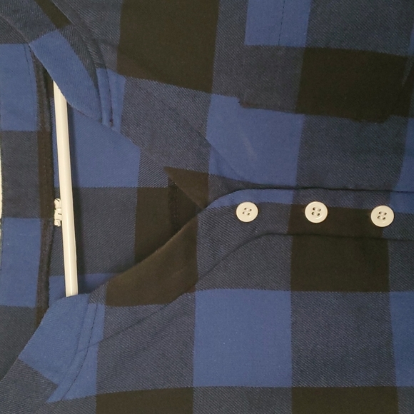 Blue Buffalo Check Flannel Half-Button Shirt, Size L (fits as M) - Picture 2 of 4